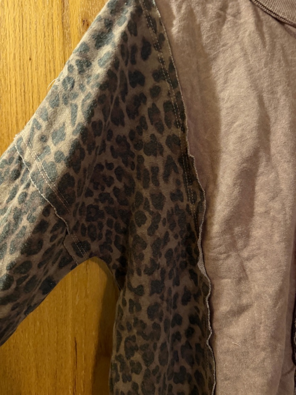 J.Her Women's Brown Bomber Jacket with Leopard Accent Panels - Picture 4 of 6